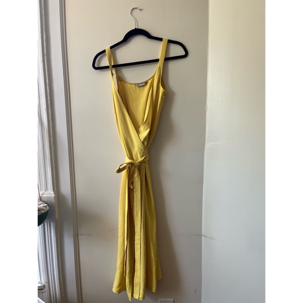 Everlane Japanese go weave wrap dress in yellow